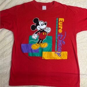 Disney Mickey Mouse Euro Disney Red Graphic T-Shirt